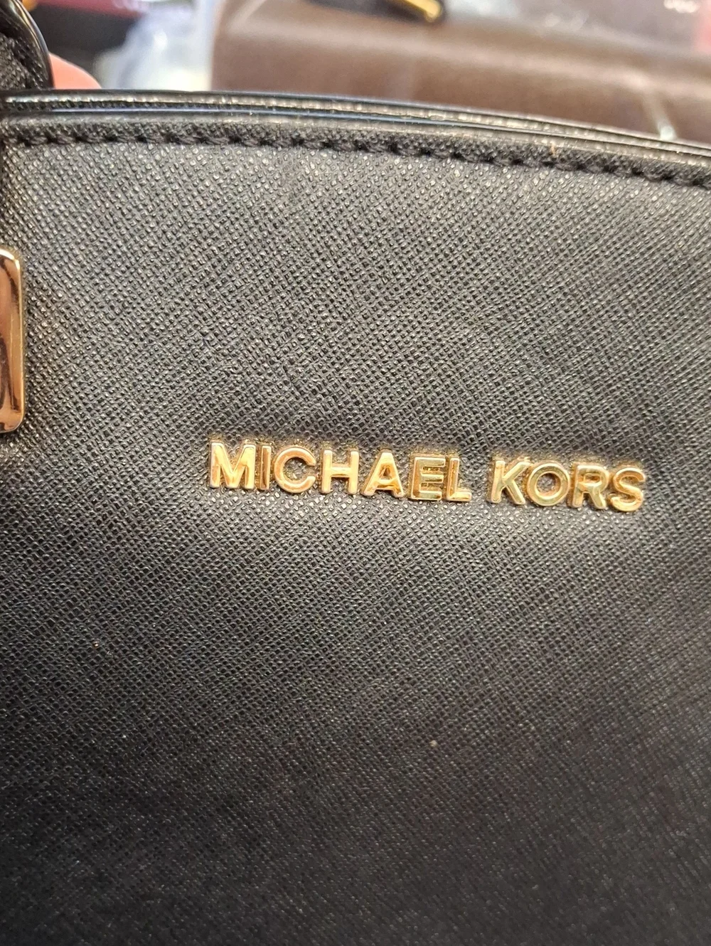 Michael Kors Black Saffiano Leather Satchel Gold Hardware Preloved